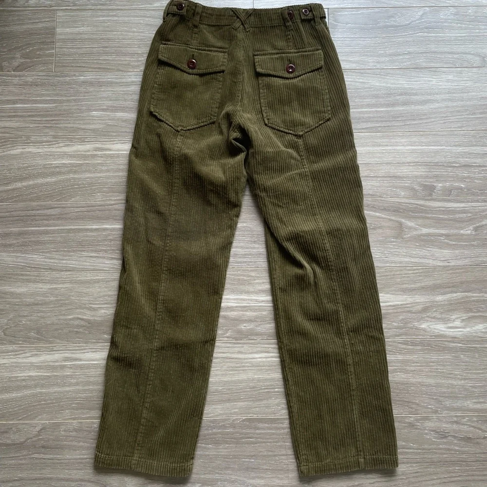NWT Alex Mill Women’s Neil Straight Leg Pant Corduroy Sz 2 Green 100% Cotton - Picture 10 of 14